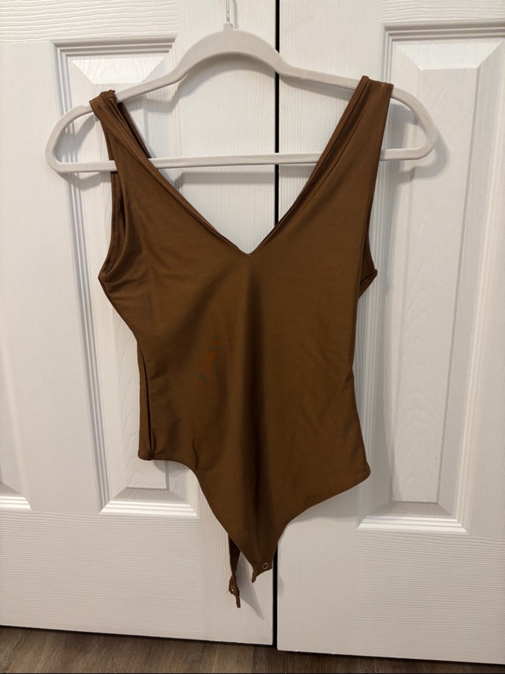 Second Skin Overalls Brown V-Neck Bodysuit